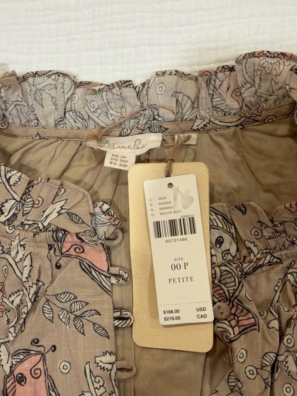 Anthropologie Beige Floral & Fish Print Midi Dress - Picture 2 of 4